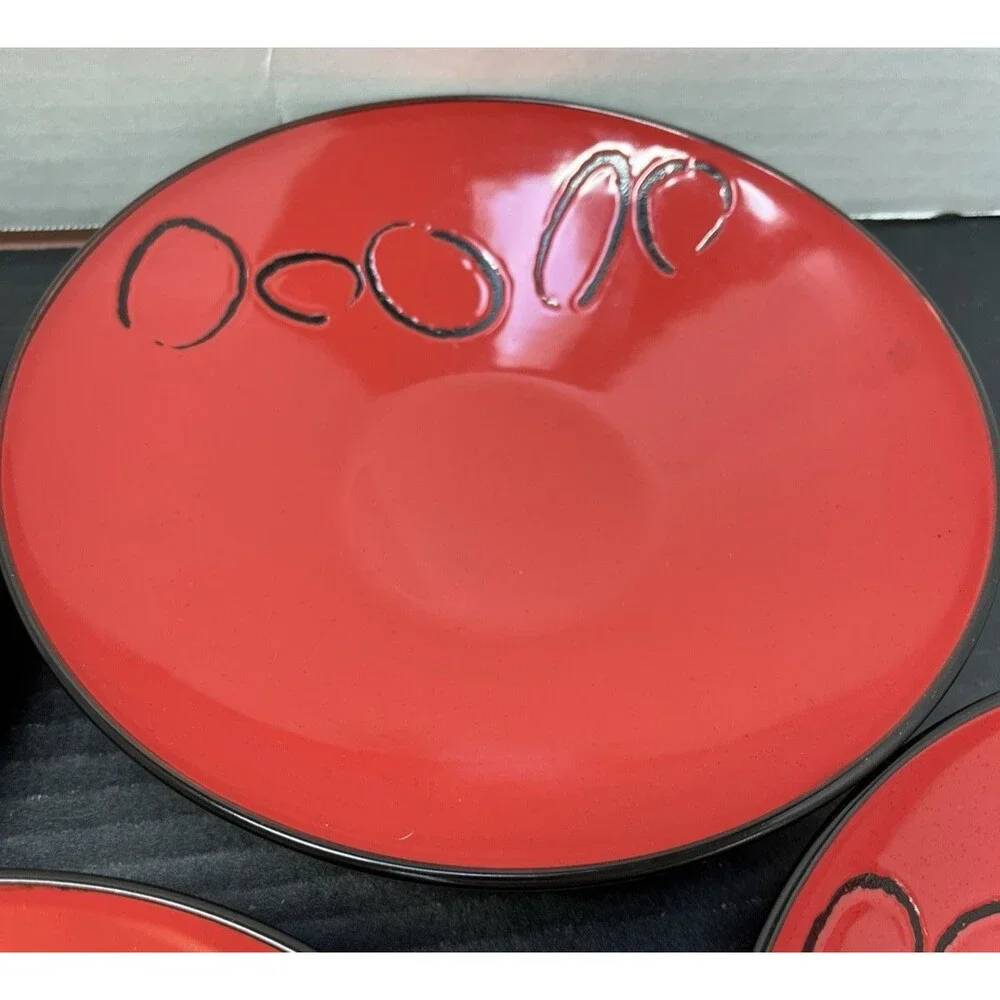 FLIRT By R&B Ritzenhoff Breker 8.5” Salad Soup Bowl Red & Black Abstract Print